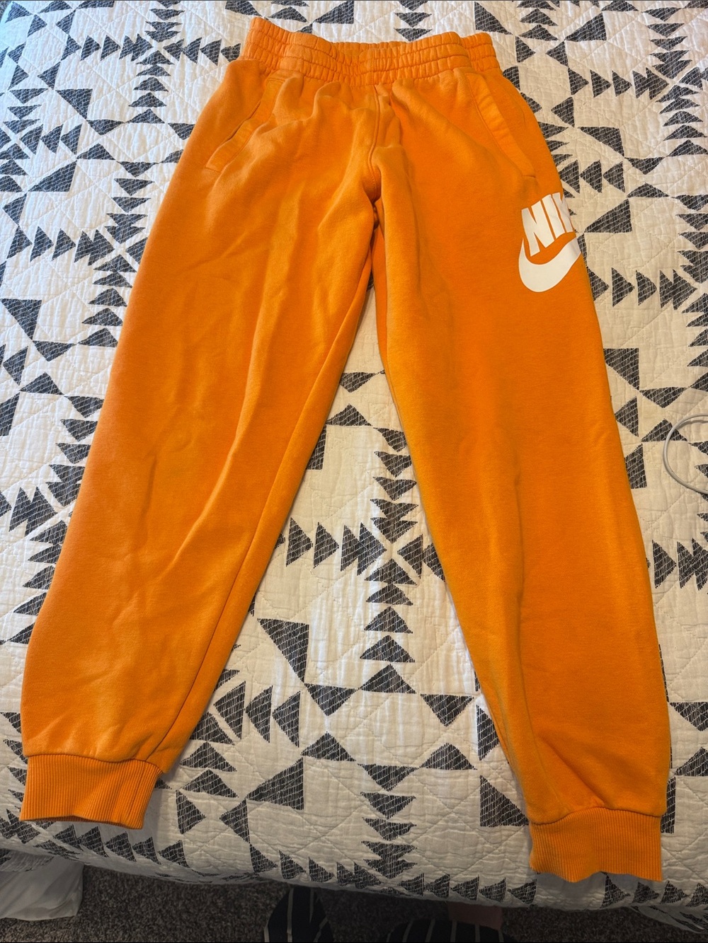 Nike Kids Orange Jogger Sweatpants with White Logo size large